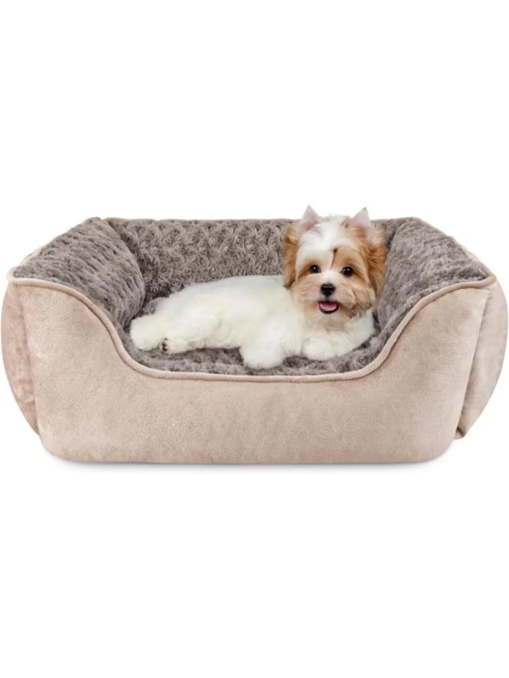 Cozy Washable Orthopedic Dog Bed - Soft Calming Cuddler for All Sizes, Beige